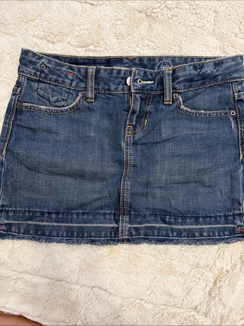 Vintage GAP Blue Denim Mini Skirt with Contrast Stitching